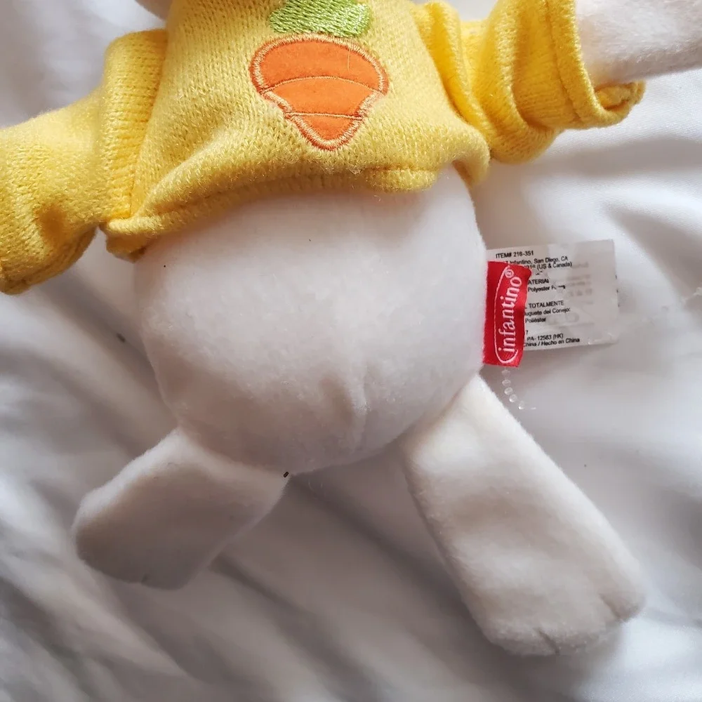 Plush Bunny Infantino Lovey Argyle Pattern Ears and Yellow Carrot Sweater Easter